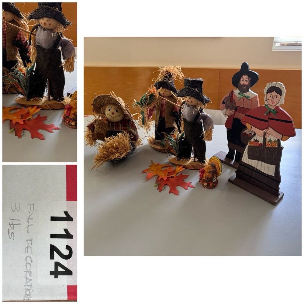 Thanksgiving Decorations—Pilgrims, Scarecrows, Turkey, and Fall Leaves